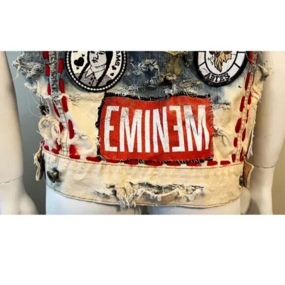DREAM & DESTROY PUNK ROCK PATCH CUSTOM VINTAGE DENIM VEST - Picture 12 of 16